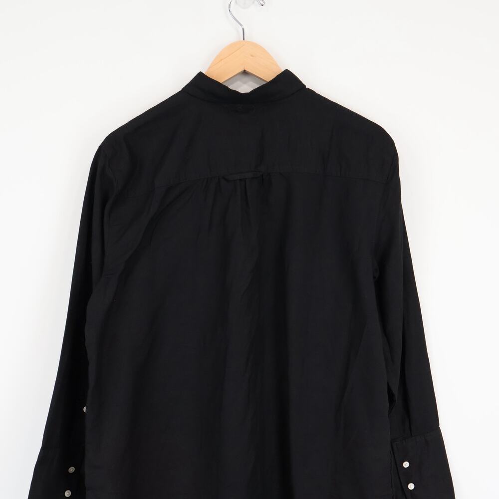 J.Crew Relaxed Fit Beach Shirt Linen Cotton Blend Black Size Medium NWT - Picture 8 of 8